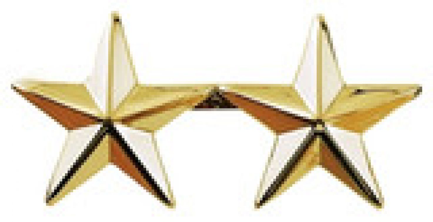 2 - STAR COLLAR PINS, 1" TALL - SOLD in PAIRS.